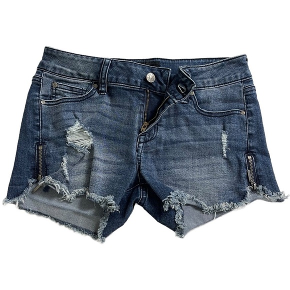 CELEBRITY PINK Juniors' Mid-Rise Roll-Cuff Basic Brixton Denim Shorts - 5/27 - Picture 5 of 10